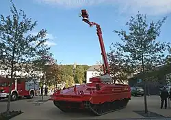 A Marder infantry fighting vehicle converted for use as a firefighting vehicle by the German Fire Services.