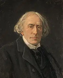 drawing of elderly white man, clean-shaven, gazing thoughtfully towards the viewer