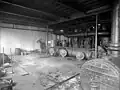 A black-and-white photo of water distribution pipes.