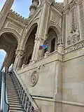 An Azerbaijani flag at the mosque