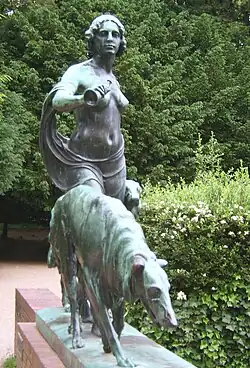 Diana with dogs (1911) by Oscar Troplowitz