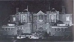 A school dressed overall and floodlit to mark the King's Silver Jubilee in 1935