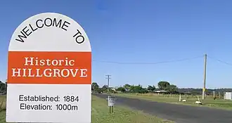 Hillgrove welcome sign in 2008