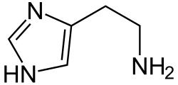 2D representation of the chemical structure of histamine.