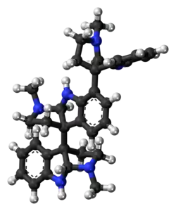 Ball-and-stick model of the hodgkinsine molecule