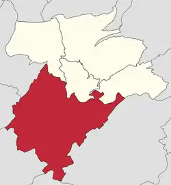 Map of Luxembourg City before 1920, with the Commune of Hollerich highlighted in red