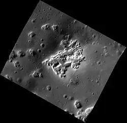 Detail of hollows in Scarlatti crater.