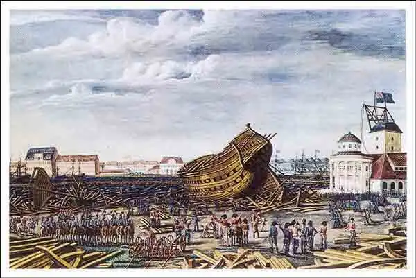 C. W. Eckersberg: British destructions at Holmen (1807)