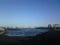The breakwater encompassing Holyhead Marina.