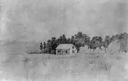 Donald's homestead at Manaia in front of a corner of Kuripuni Bush, February 1849 William Mein Smith