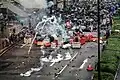 At around 5:30 PM, police fired several rounds of tear gas outside Yeung Uk Road Complex.