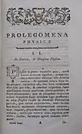 Prologue to a 1776 copy of Johann Baptiste Horvath's "Physica Generalis"