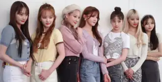 Hot Issue in July 2021. From left to right: Nahyun, Hyeongshin, Yewon, Mayna, Dain, Yebin, and Dana