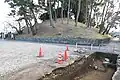 Tumulus form the northwest with excavation trench from 2021 excavation