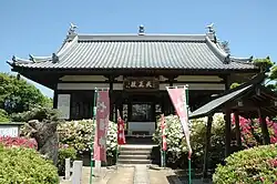 Edo period (1600-1868) Tennō-den of Hōun-ji in Sakai, Osaka, Japan. Built in 1704. It enshrines a statue of Bodhidharma instead of Skanda.