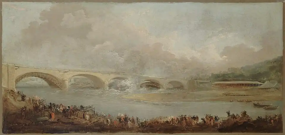 Sketch for Le décintrement du pont de Neuilly by Hubert Robert