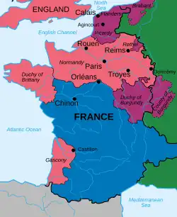 A map of France, divided into various sections