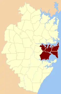 The nine parishes which were part of the Hundred of Sydney