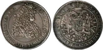 Reichsthaler of Leopold I, minted in Kremnitz in 1692.