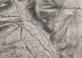 Burgreste (grün) zwischen Mackensen und Gut Hunnesrück
