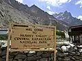 Signboard of the Hushe Valley – Central Karakoram National Park in the village of Hushe.