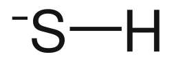 Wireframe structural formula of bisulfide with the explicit hydrogen added