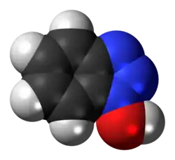Space-filling model of the hydroxybenzotriazole molecule