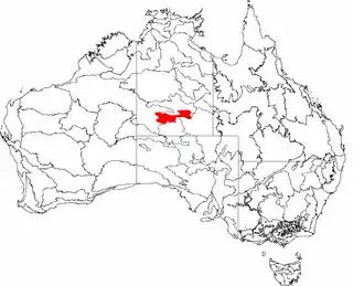 The interim Australian bioregions, with the MacDonnell Ranges in red