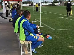 People watching football