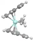 side view of (indenyl)2ZrMe2