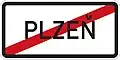 VII-25a End of community (speed limit 90&nbsp;km/h implied)