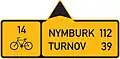 Route indicator for cycles (two destinations)