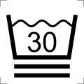 Wash at or below 30&nbsp;°C (86&nbsp;°F), gentle agitation