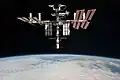 Photo of the ISS and Endeavour taken from Soyuz TMA-20