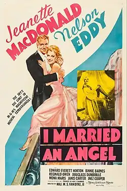 poster of I Married an Angel; depicts Jeanette MacDonald and Nelson Eddy