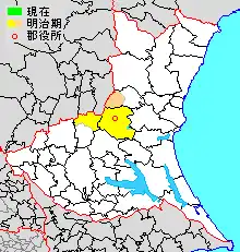 Area of Nishiibaraki County, Ibaraki Prefecture