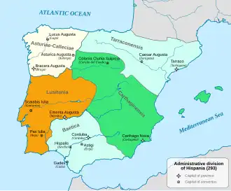 Roman Iberia under Diocletian: Lusitania found in the west