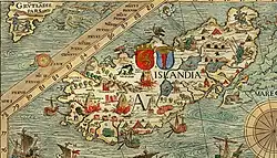 Image 3Iceland on the carta marina by Olaus Magnus. (from History of Iceland)