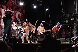 Idles performing in August 2019. From left: Jon Beavis, Mark Bowen, Lee Kiernan, Adam Devonshire and Joe Talbot