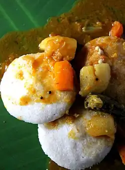 Idli and sambar, a typical south Indian breakfast dish