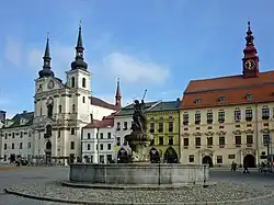 Masarykovo náměstí with the Church of Saint Ignatius and the city hall