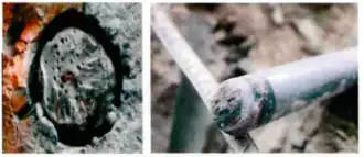 A broken metalic element due to a poor welding work