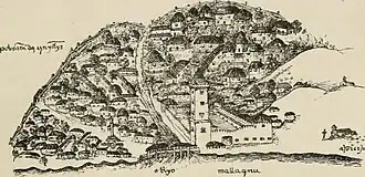 Image 9316th century Portuguese sketch of Malacca. (from History of Malaysia)