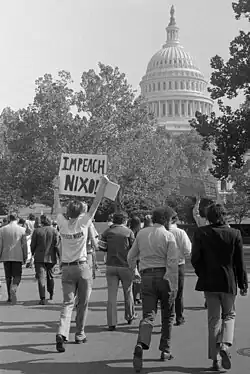Protestors in Washington, D.C. calling for Nixon's impeachment