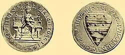 Emeric's seal depicting the "Árpád stripes"