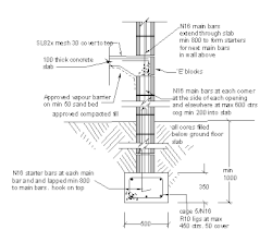 Sketch of typical foundation layout for sloping ground.