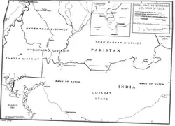 Map of the India–Pakistan border along the Rann of Kutch between Gujarat, India and Sindh, Pakistan.