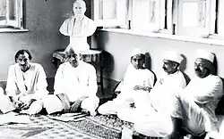 AICC session in October 1937, held at Bose's Calcutta residence. Seated from left to right are J. B. Kripalani, Sardar Patel, Achyut Patwardhan, Narendra Deva and Govind Ballabh Pant.