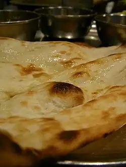 Indian naan baked in the tandoor