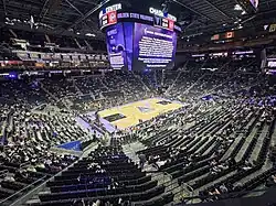 Wide view of a packed Chase Center as the San Francisco Valkyries play on their home court during a WNBA game.